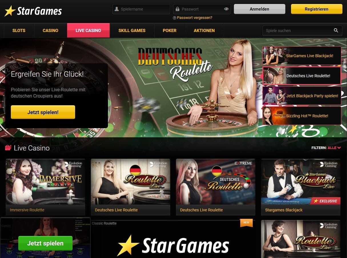 Stargames Live Casino online