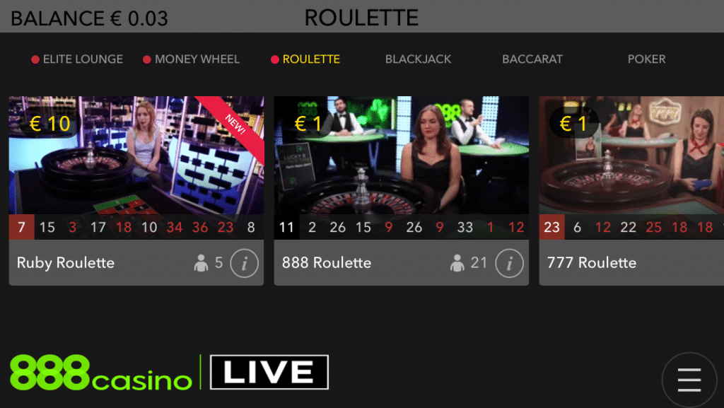 888 Casino App Live Casino