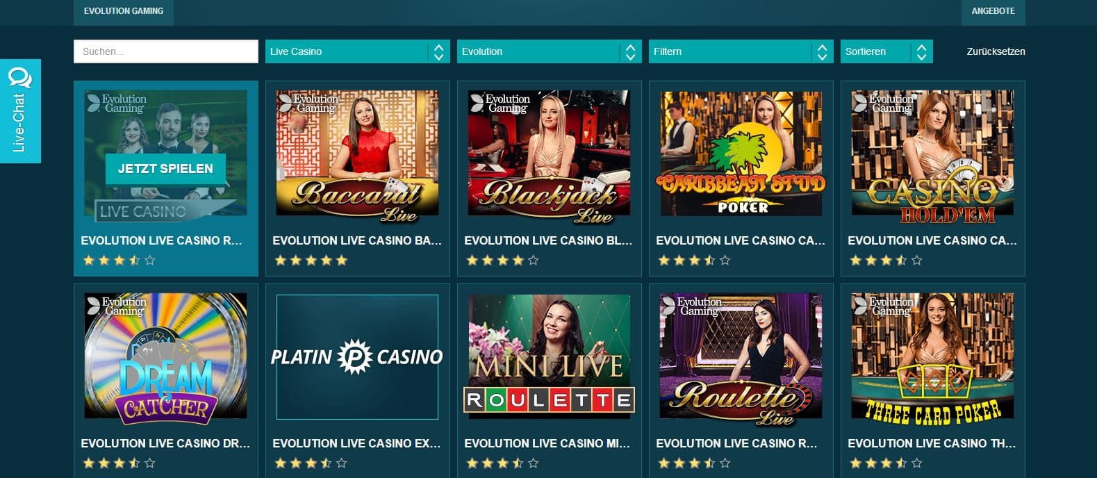 Platin Casino Live Casino