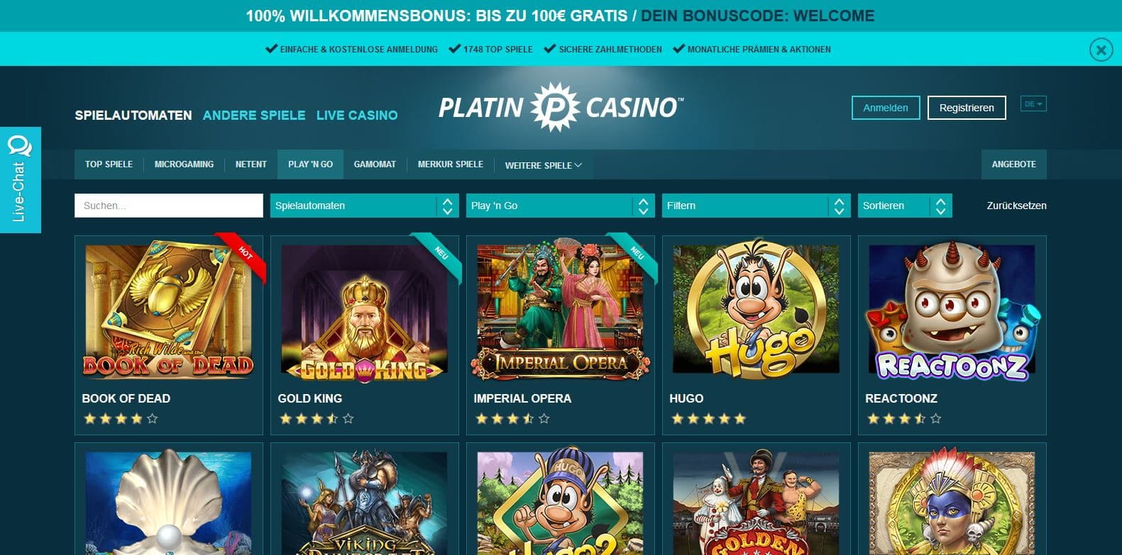 Platin Casino Startseite