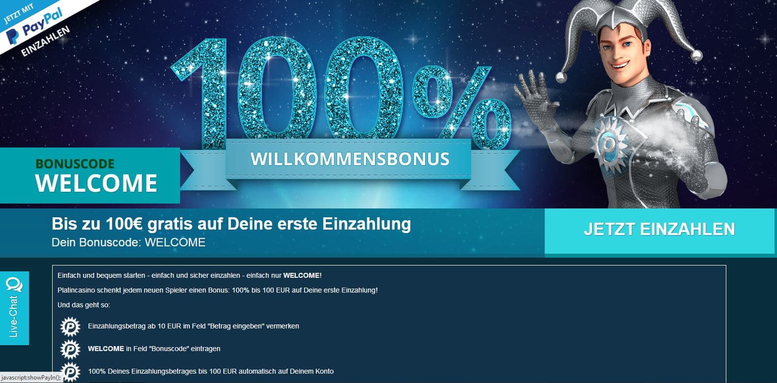 Platin Casino Willkommensbonus