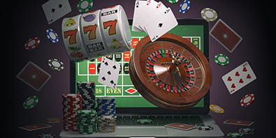 Symbole und Karten aus verschiedenen Casinospielen.